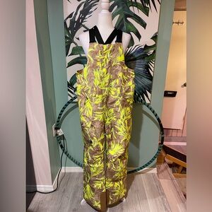 The North Face Vibrant Yellow and Brown Snowboarding Bib Overalls